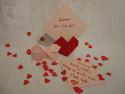 Valantingami
Bonne St-Valentin
Et joyeux anniversaire pliage de papier ^^
Mots-clés: coeur papillon at-valentin