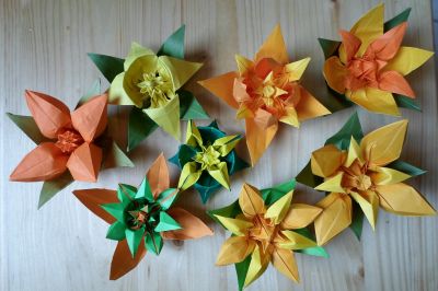 8 fleurs
base grenouille papier Tant et kami bicolore
